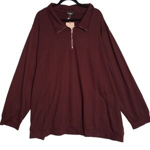 BloomChic Pullover Top Womens 30 Burgundy Collared Quarter Zip Long Sleeve NWT‎